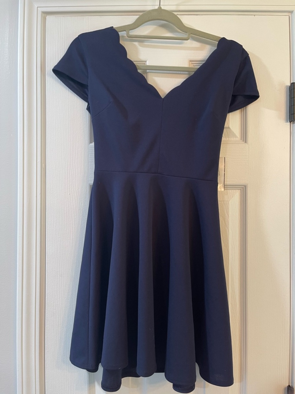 B Darlin Navy Scallop V-Neck Fit & Flare Dress